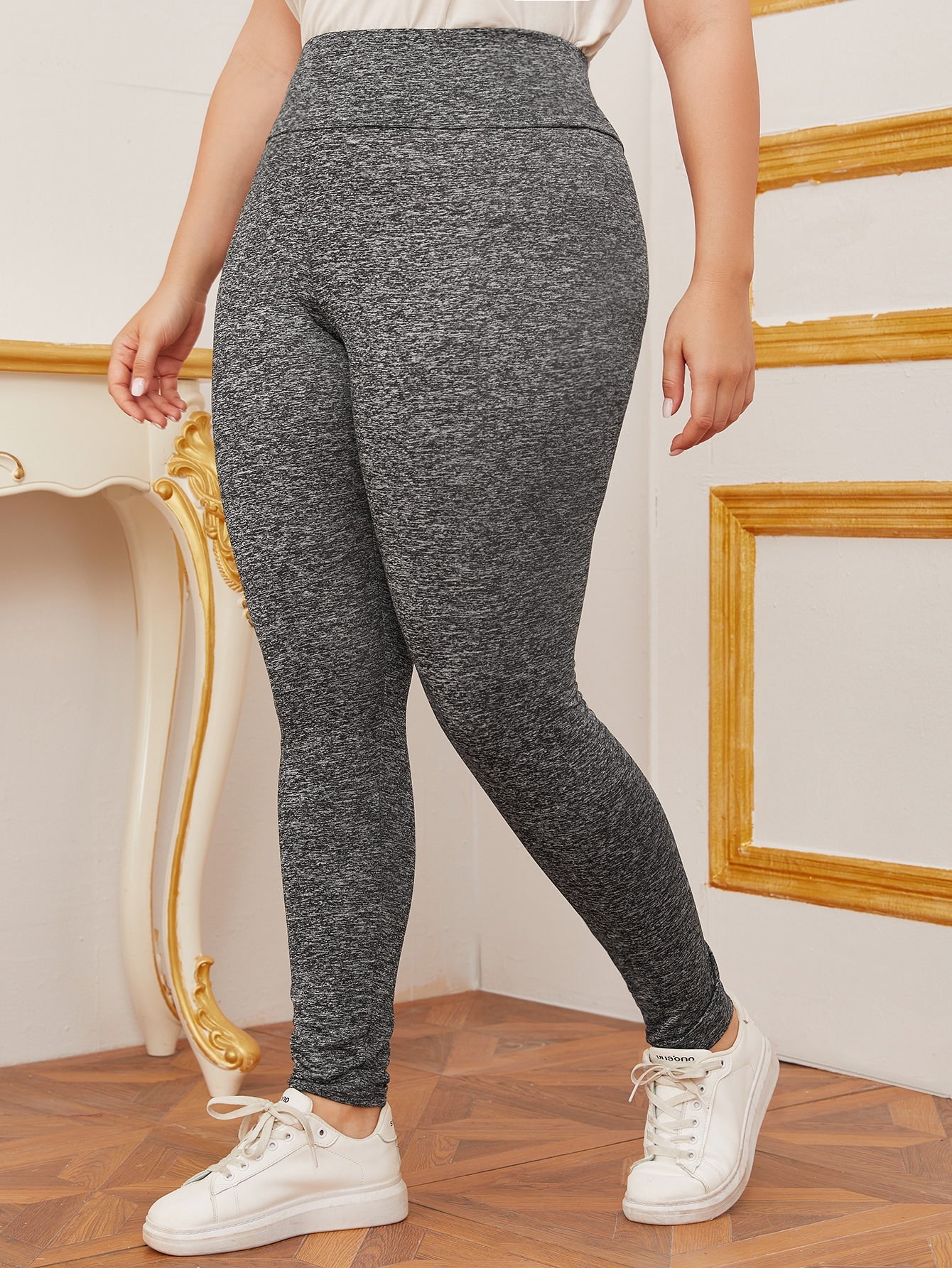 Plus Wide Waistband Marled Leggings