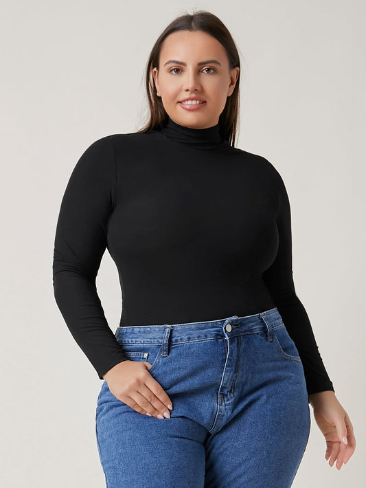 BASICS Plus Mock Neck Fitted Tee