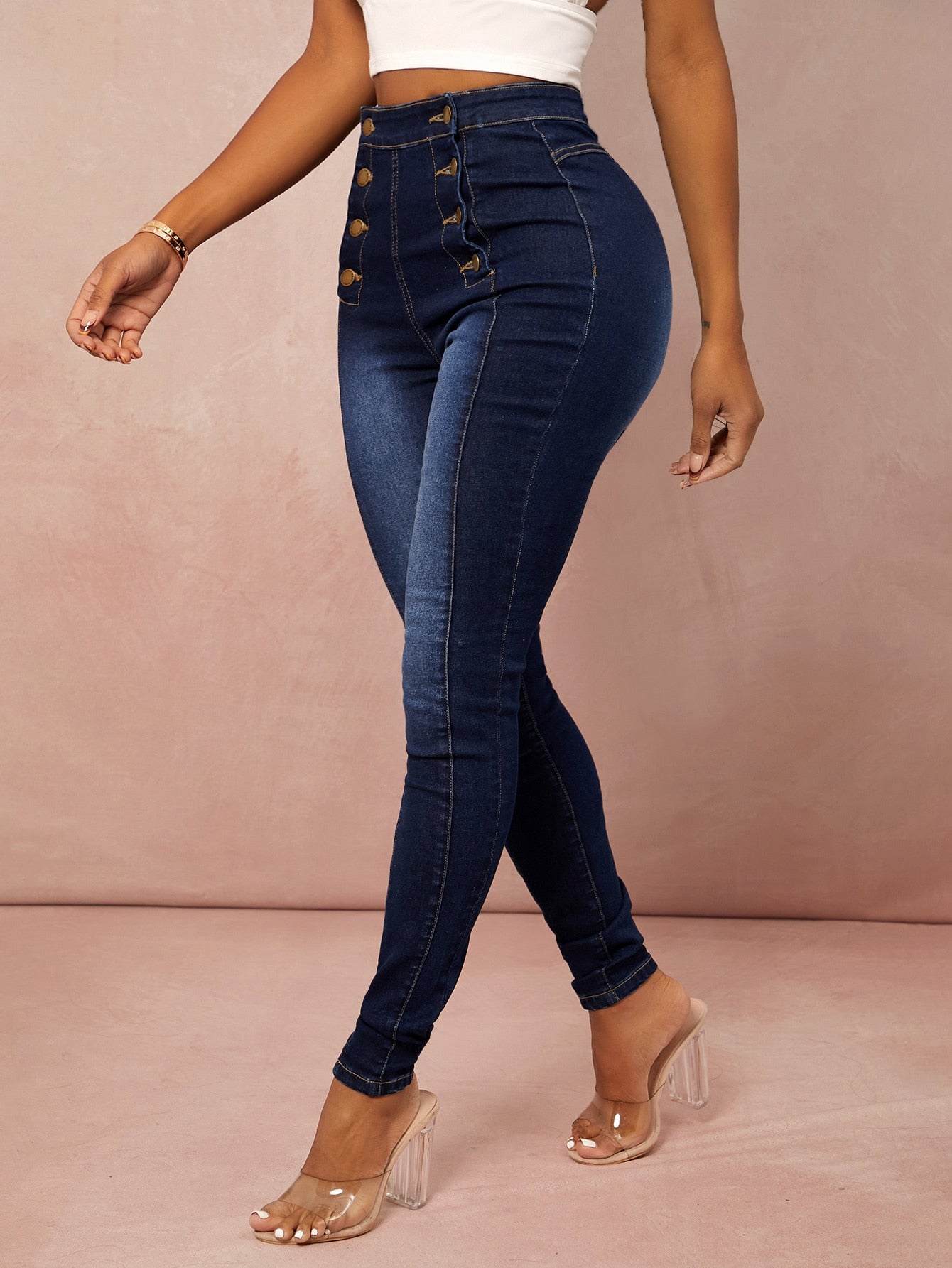 SXY Double Breasted Skinny Jeans