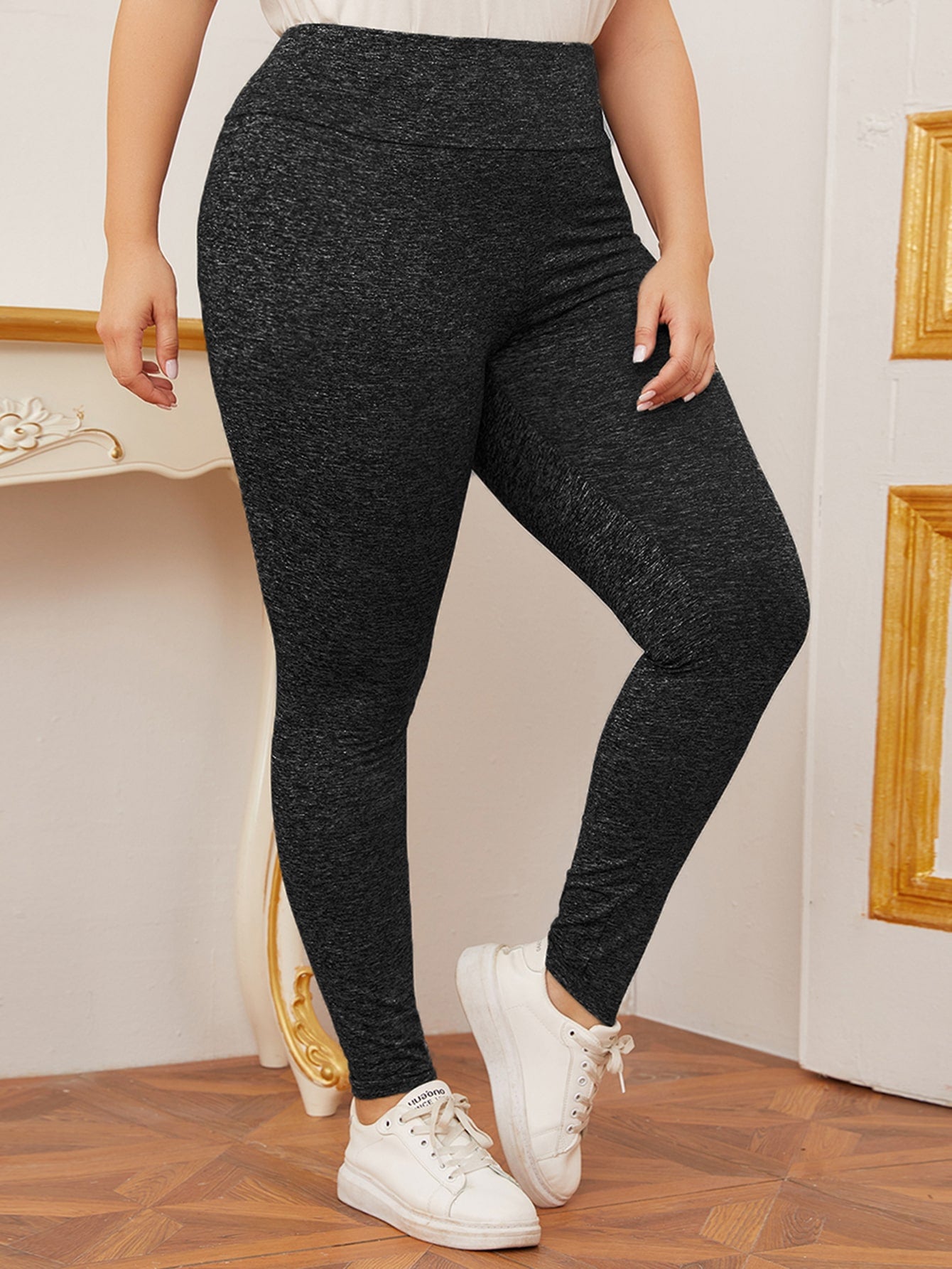 Plus Wide Waistband Marled Leggings