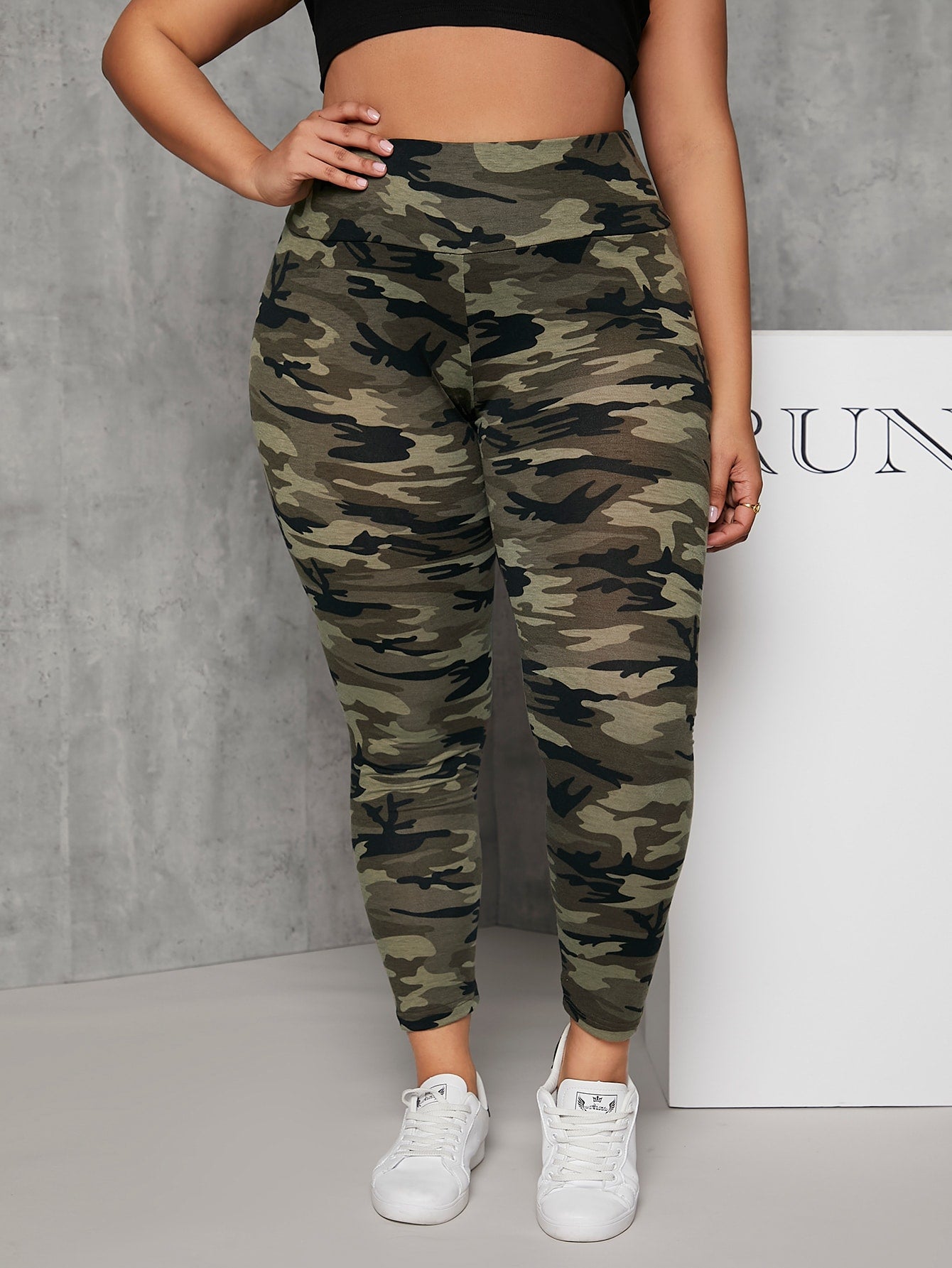 SXY Plus Camo Print Wideband Waist Leggings