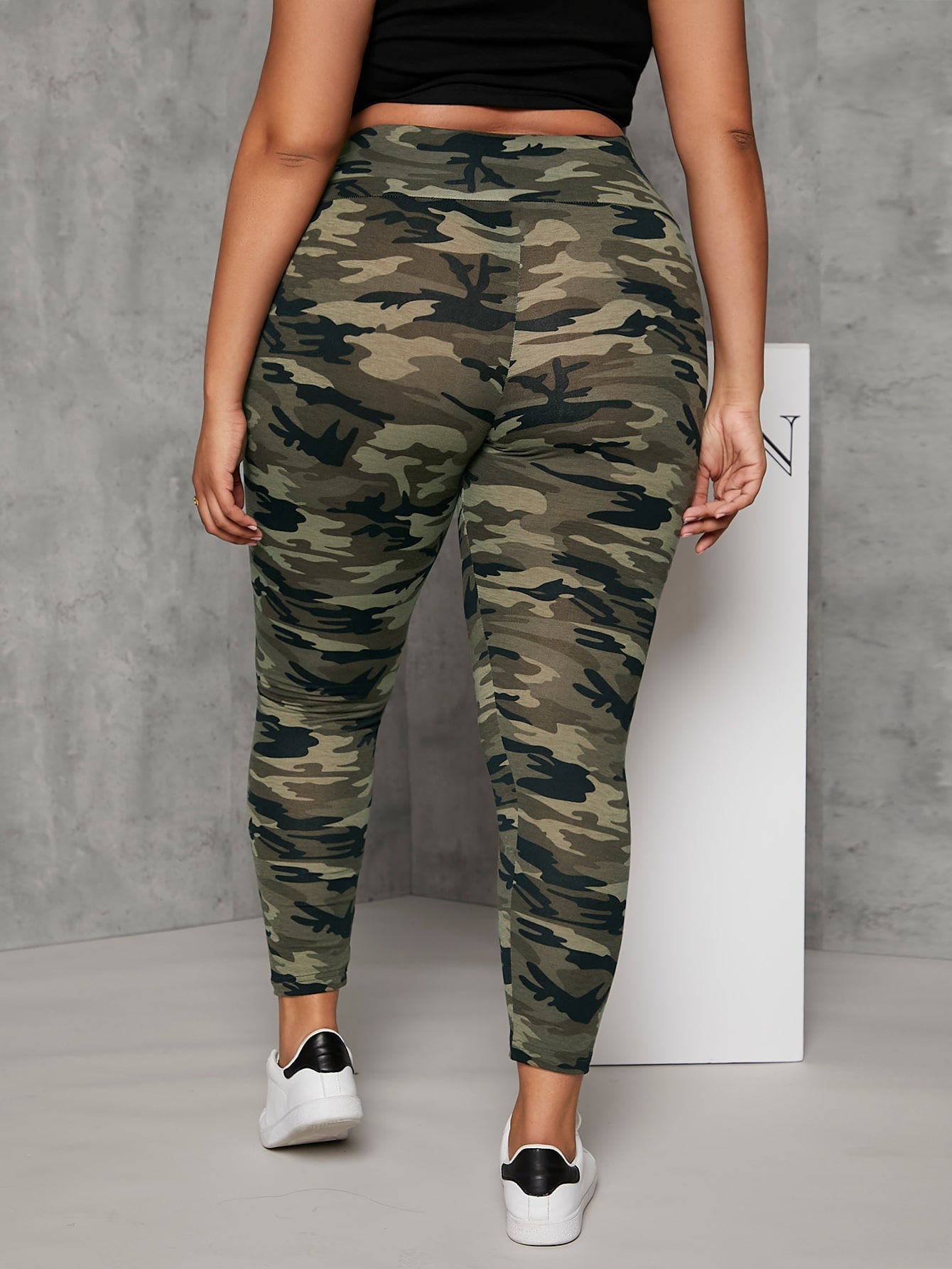 SXY Plus Camo Print Wideband Waist Leggings