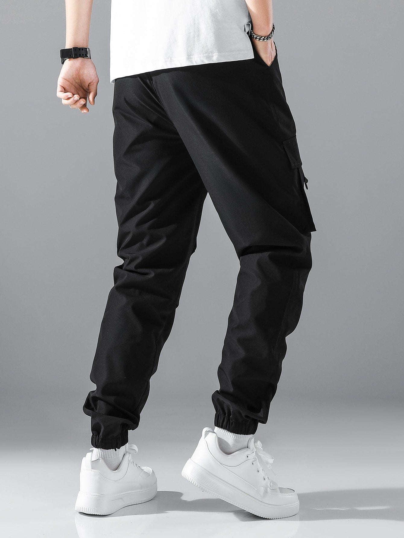 Men Letter Graphic Drawstring Cargo Pants