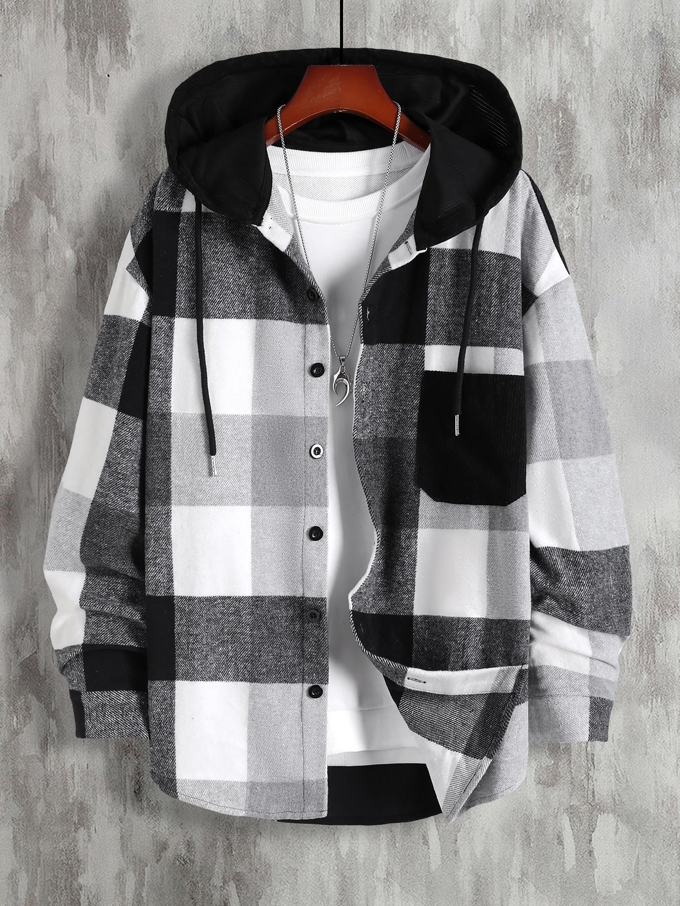 Men Hooded Overcoat