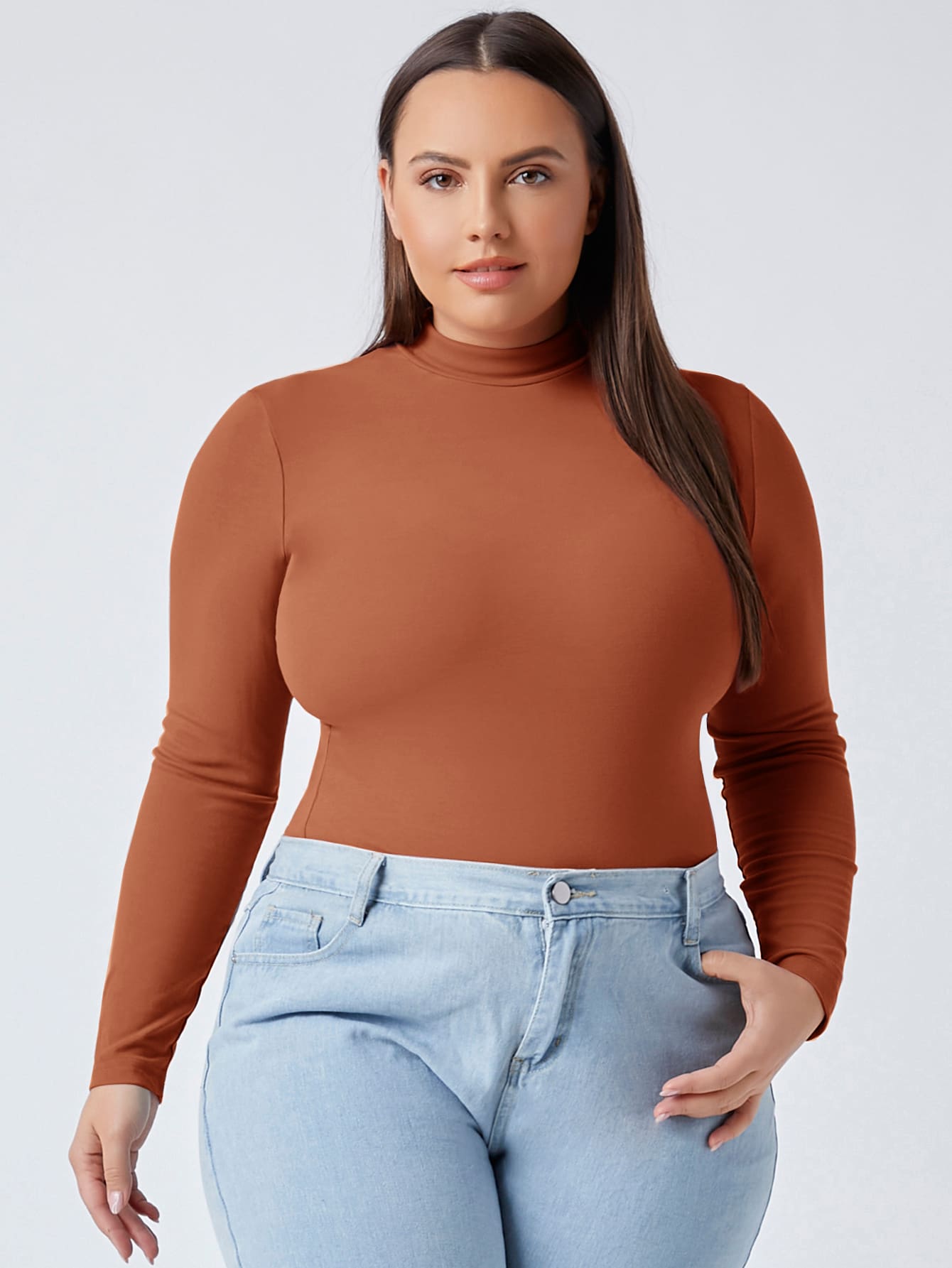 BASICS Plus Mock Neck Fitted Tee